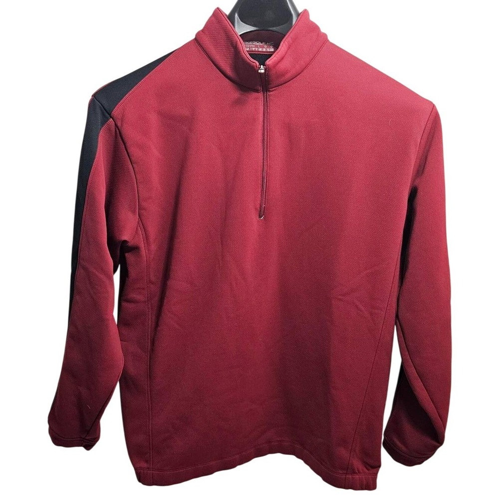 Nike Golf Mens Therma-FIT Quarter Zip Pullover Maroon‎ Black Large 267578-677